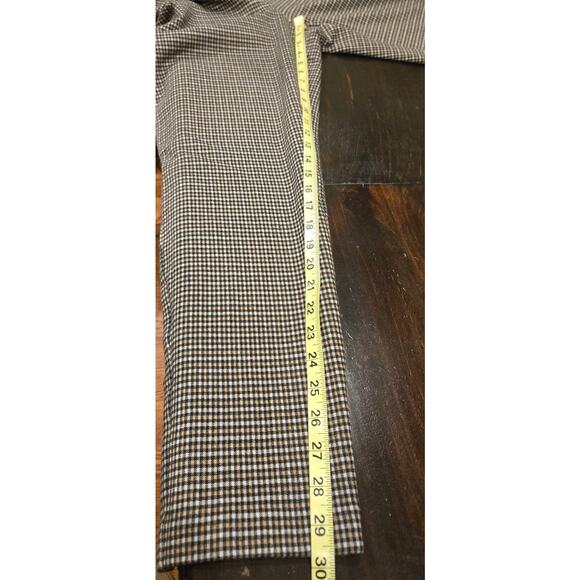 J.Jill Ponte Slim Leg Brown Black Check Pull-on Pants Pockets Womens Large - Picture 8 of 9
